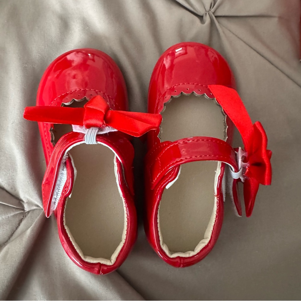 Red Patent Mary Jane Bow Kids Shoes